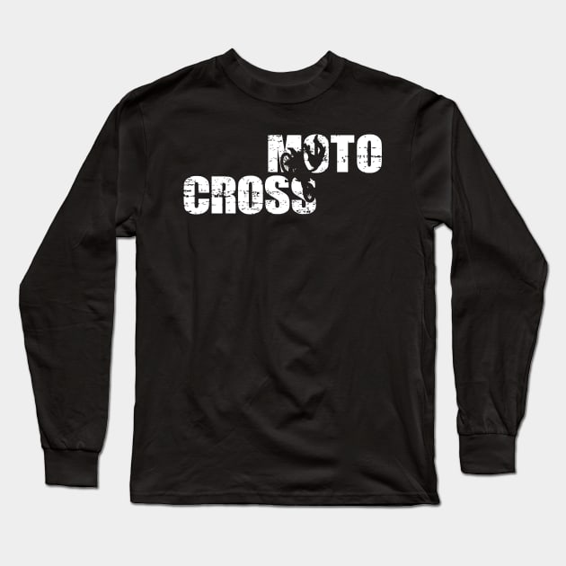 Distressed Look Motocross Gift For Bikers Long Sleeve T-Shirt by OceanRadar